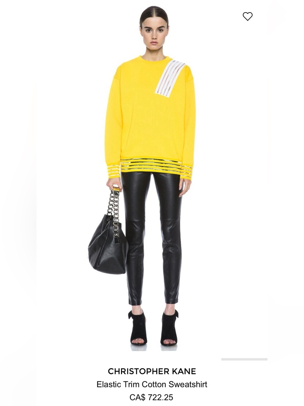 Christopher Kane Runway Yellow Crewneck Sweater with Silver Stripe Detail